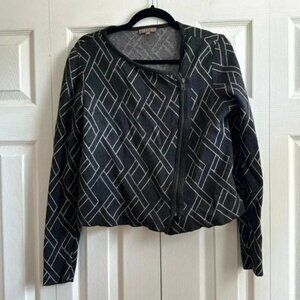 Lilla P Moto Zipper Cotton cashmere blend sweater size M